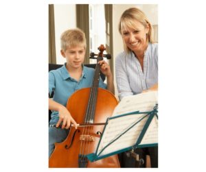 Boy having cello lesson