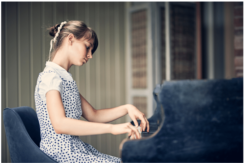 Girl preparing for Royal Conservatory of Music exam at Maestro Musicians Lexington.